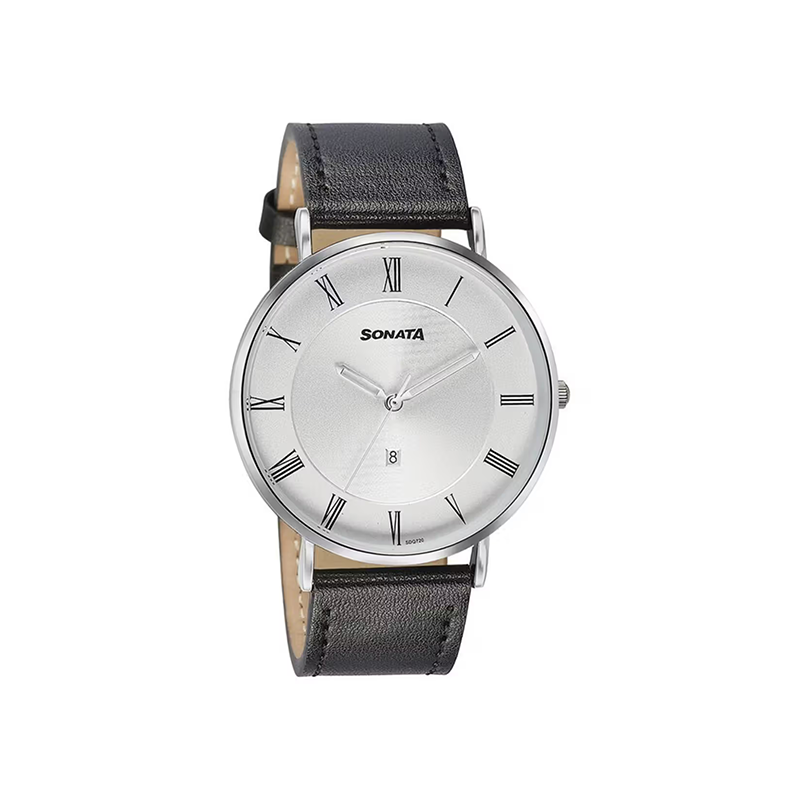 Sonata Quartz 77142SL01 Analog Leather Strap Men’s Watch