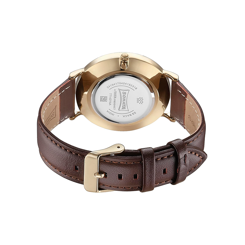 Sonata Quartz 77143YL01 Analog Leather Strap Men’s Watch