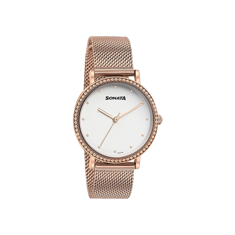 Sonata Quartz 87066WM01 Analog Stainless Steel Women's Watch