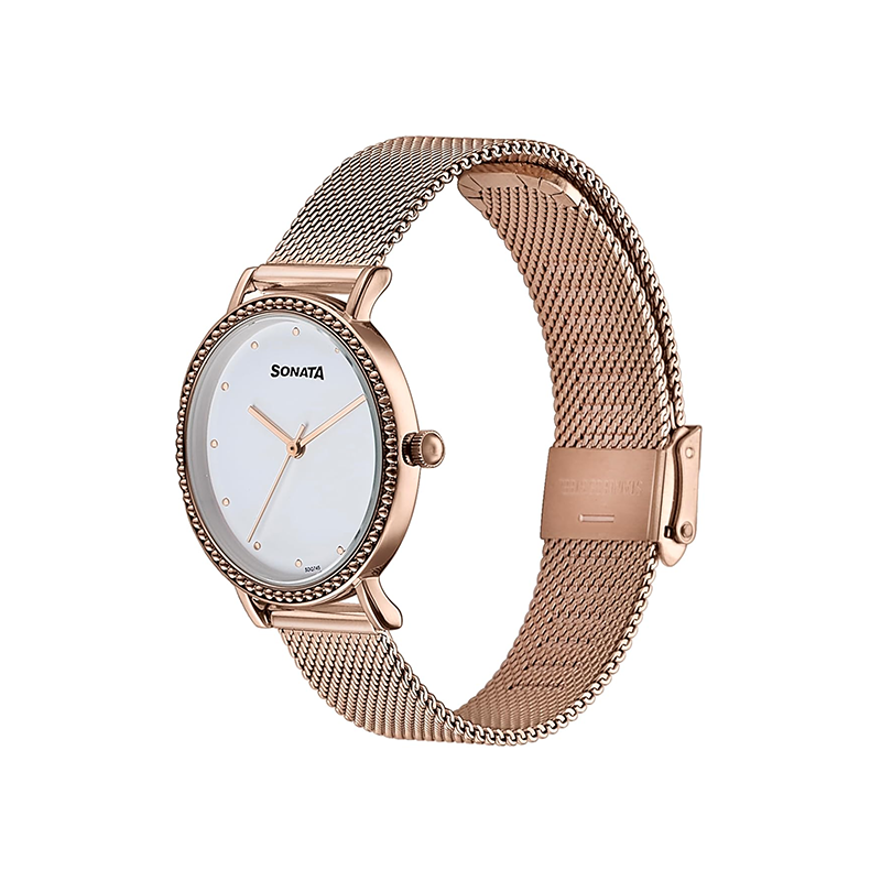 Sonata Quartz 87066WM01 Analog Stainless Steel Women's Watch