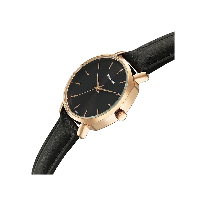 Sonata Quartz 87087WL01 Analog Leather Strap Women's Watch