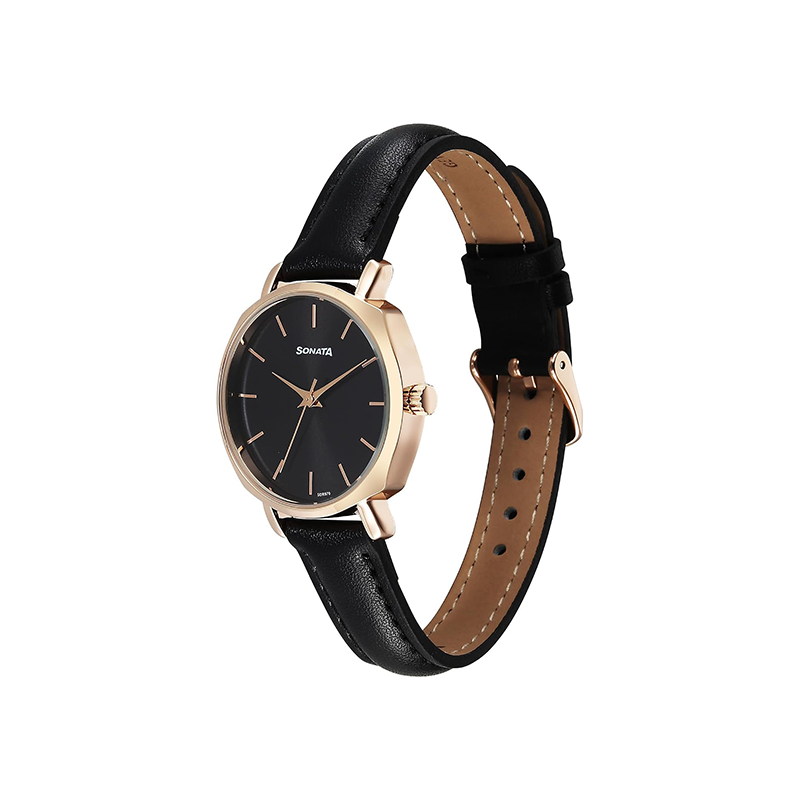 Sonata Quartz 87087WL01 Analog Leather Strap Women's Watch