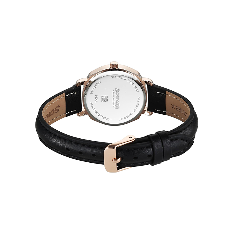 Sonata Quartz 87087WL01 Analog Leather Strap Women's Watch