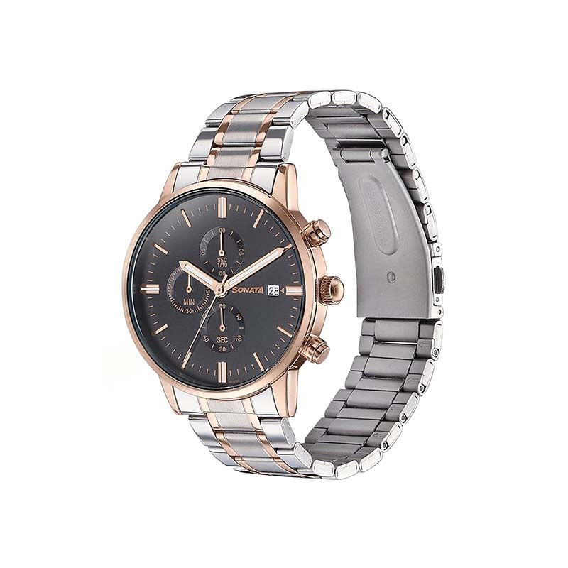 Sonata Quartz Multifunction 77145km01 Mens Watch