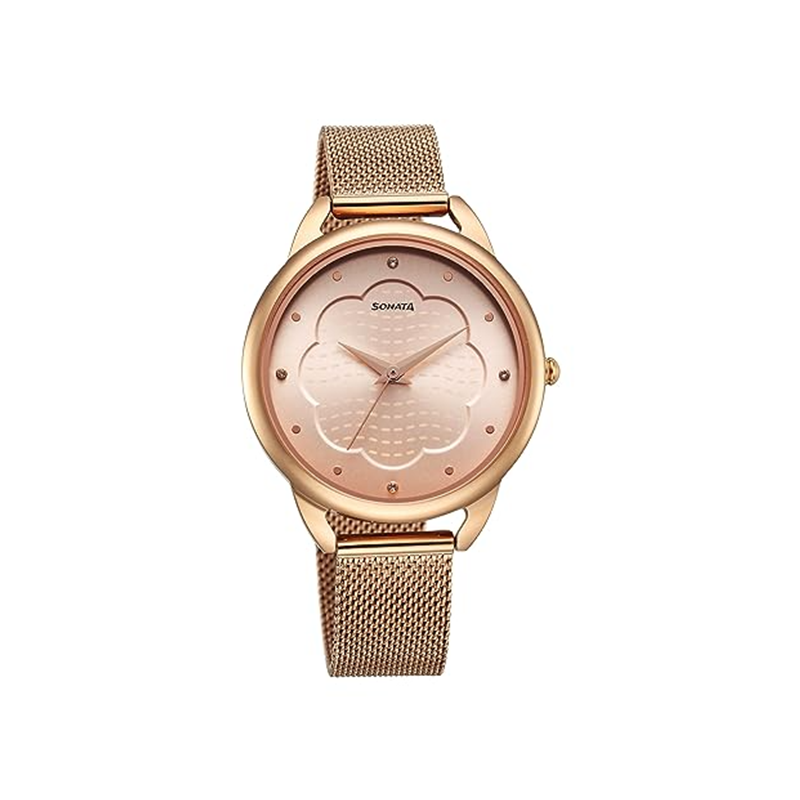 Sonata Wedding Quartz 87051WM02 Analog Stainless Steel Strap Women's Watch
