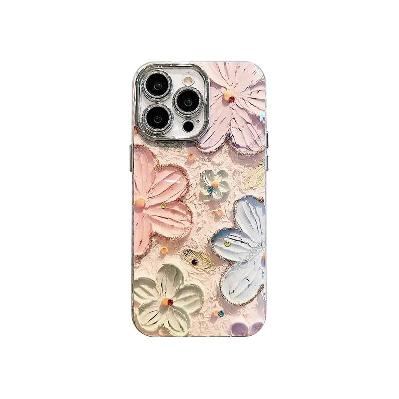 TPU Elegant Flower Case With Camera Protector for iPhone 15 Pro Max
