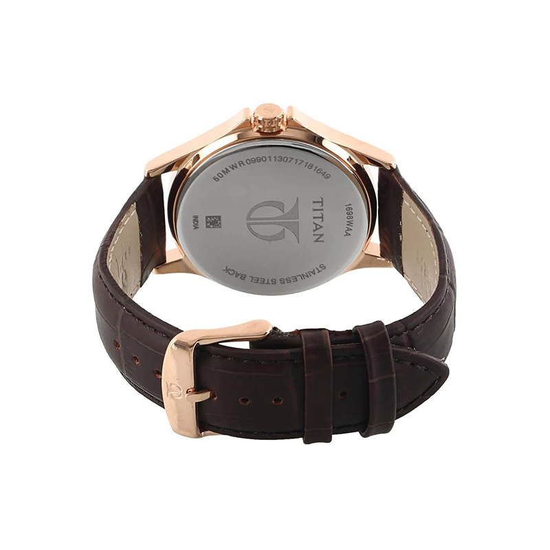 Titan 1698WL01 Quartz Analog Multifunction Leather Strap Men's Watch