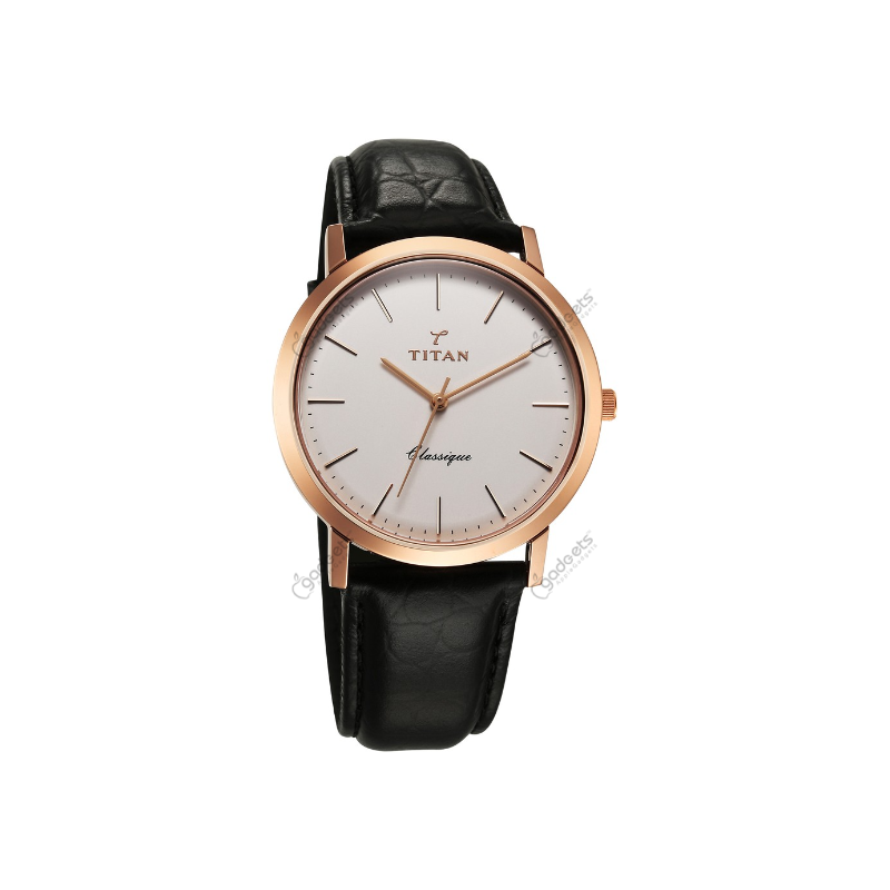 Titan 40 Years 10030wl01 Quartz Analog Black Leather Strap Mens Watch