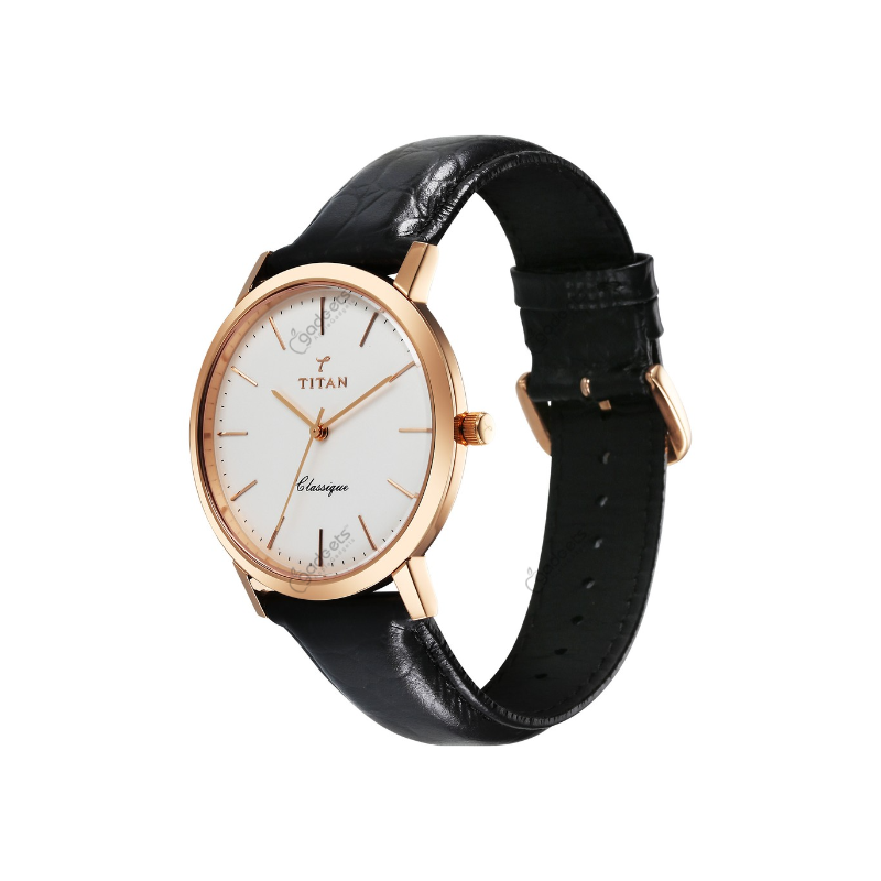 Titan 40 Years 10030wl01 Quartz Analog Black Leather Strap Mens Watch