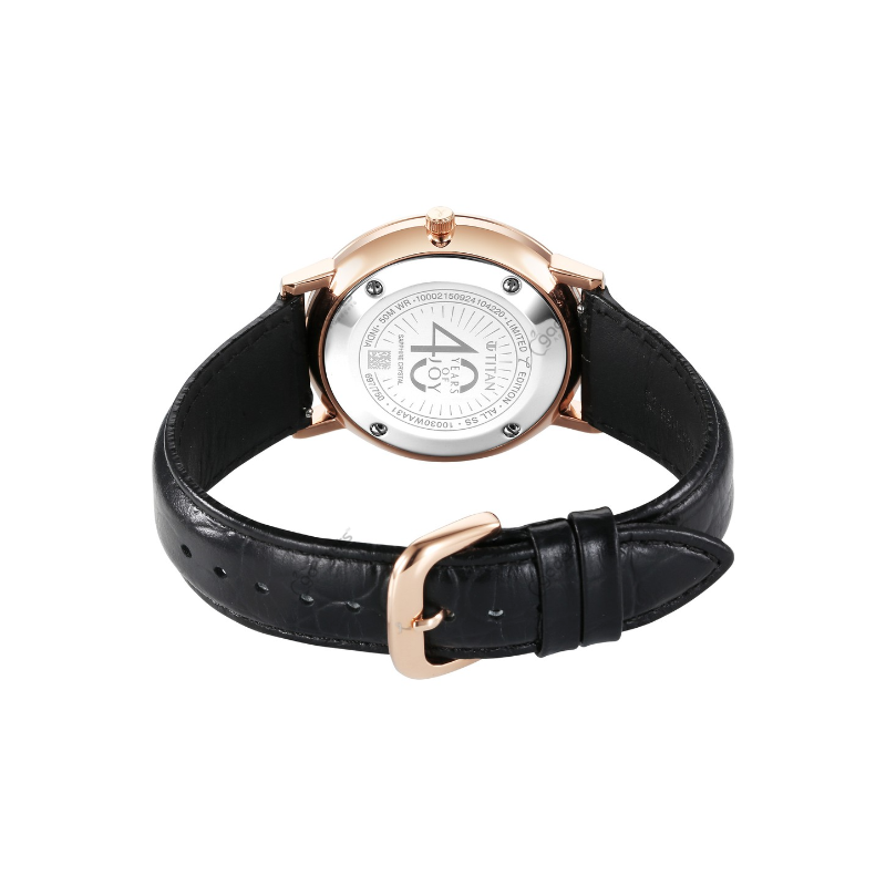 Titan 40 Years 10030wl01 Quartz Analog Black Leather Strap Mens Watch