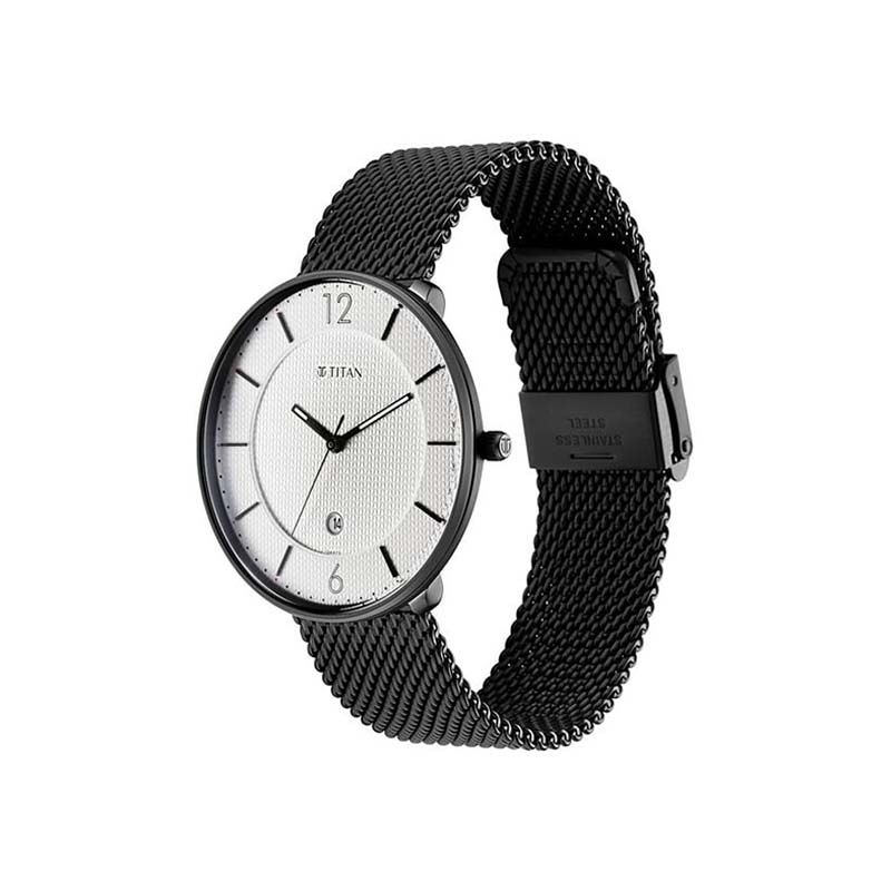 Titan Minimals Quartz 1849NM01 Analog Date Stainless Steel Strap Men’s Watch