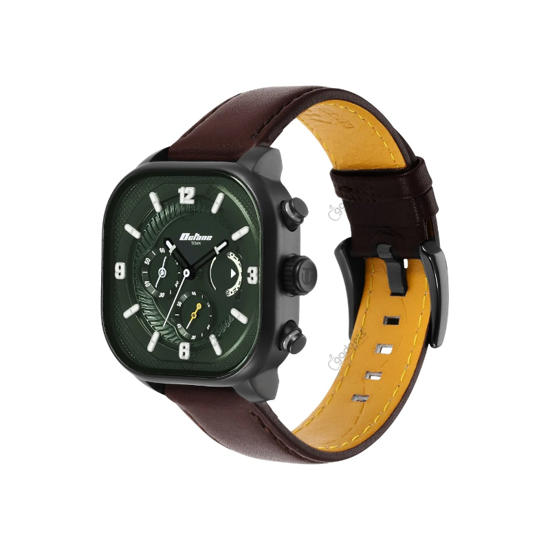 Titan Octane Aerobatics Nt1856nl02 Chronograph Leather Strap Mens Watch