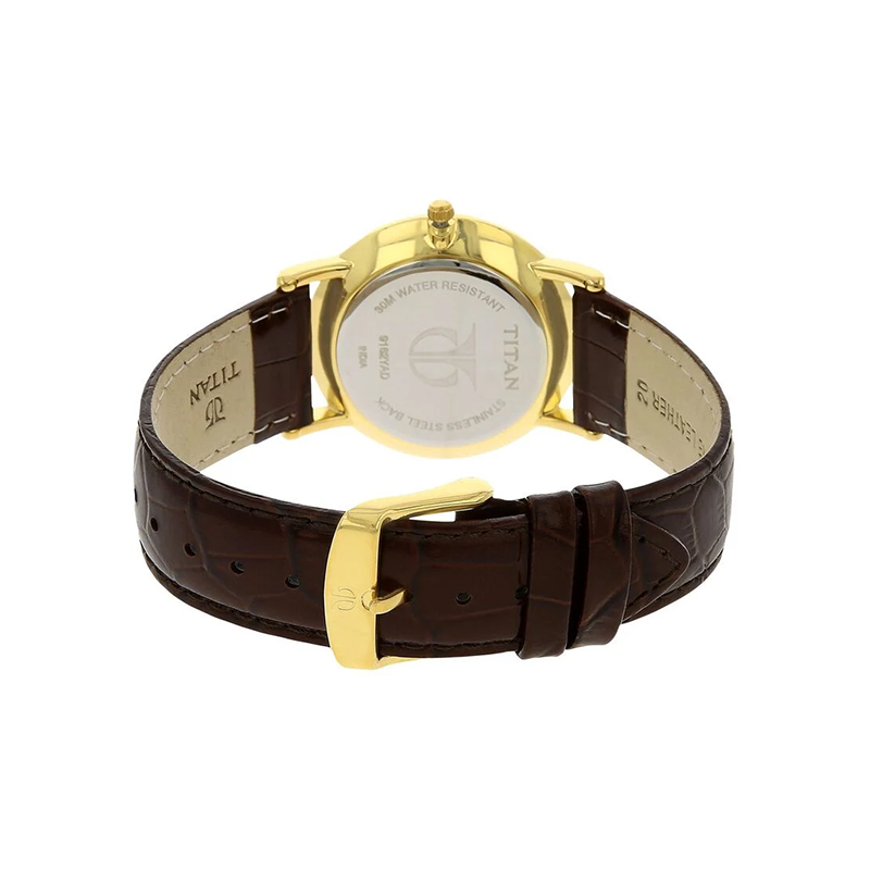 Titan Quartz 9162YL01 Analog Leather Strap Men's Watch