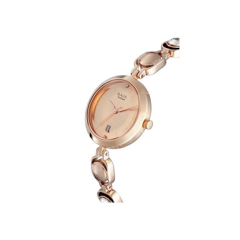Titan Raga Viva Quartz 2606WM02 Analog Date Metal Strap Women's Watch