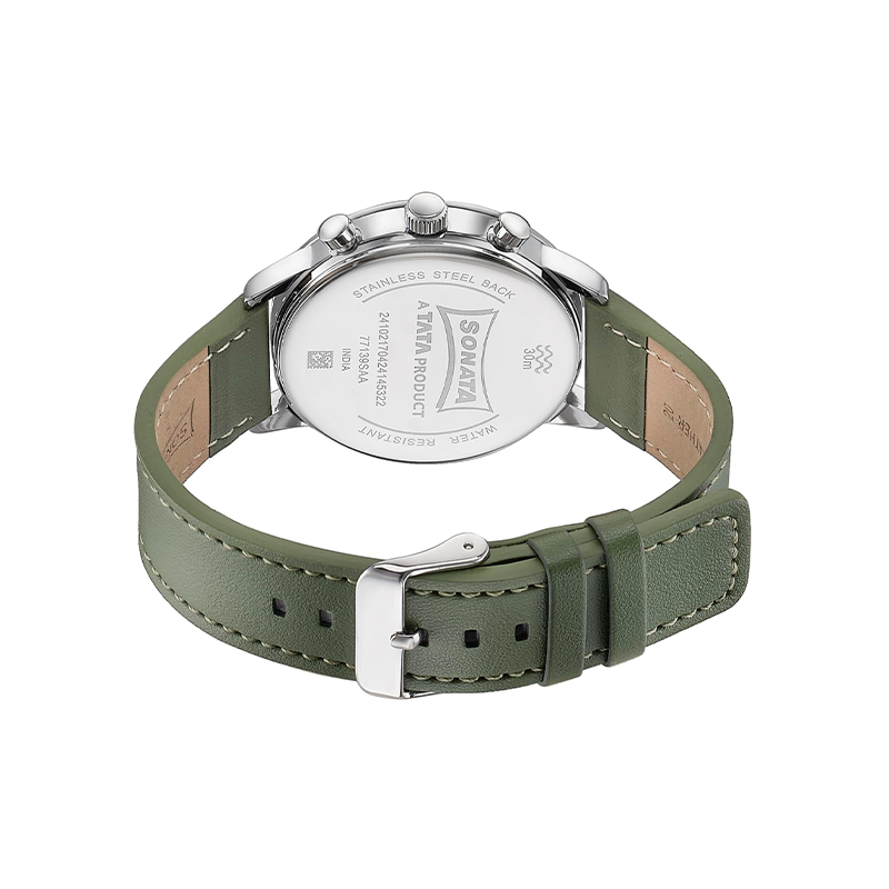 Titan Sonata Quartz 77139SL02 Multifunction Analog Leather Strap Men's Watch