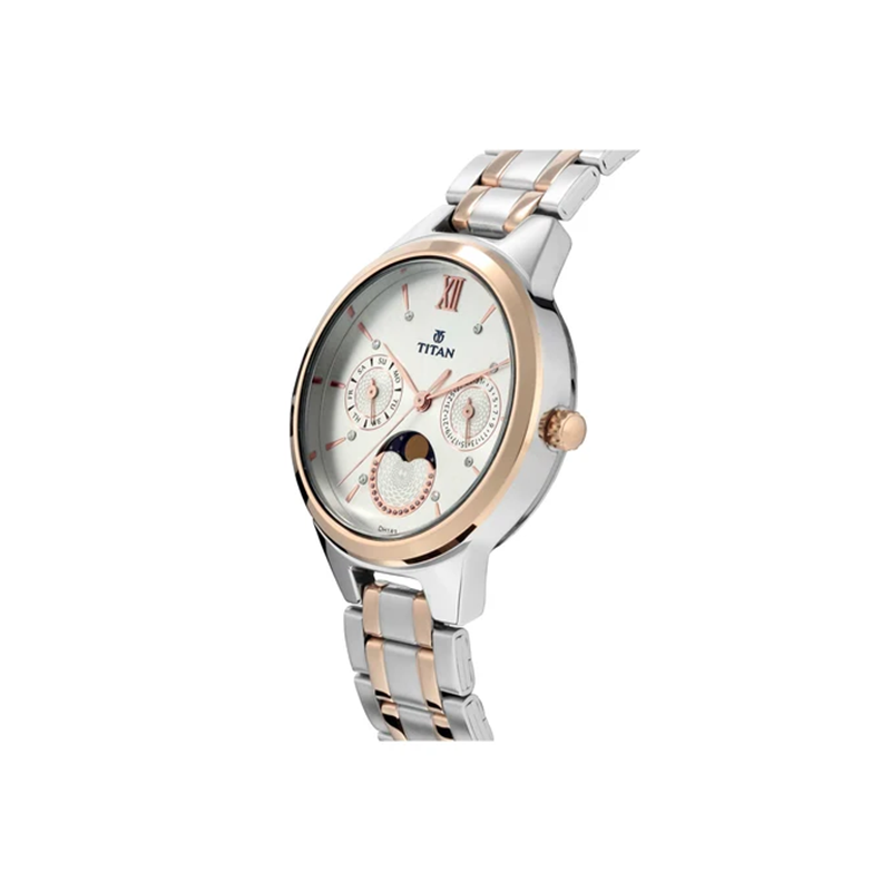 Titan Workwear 2590KM01 Moonphase Quartz Analog Stainless Steel Strap Women’s Watch