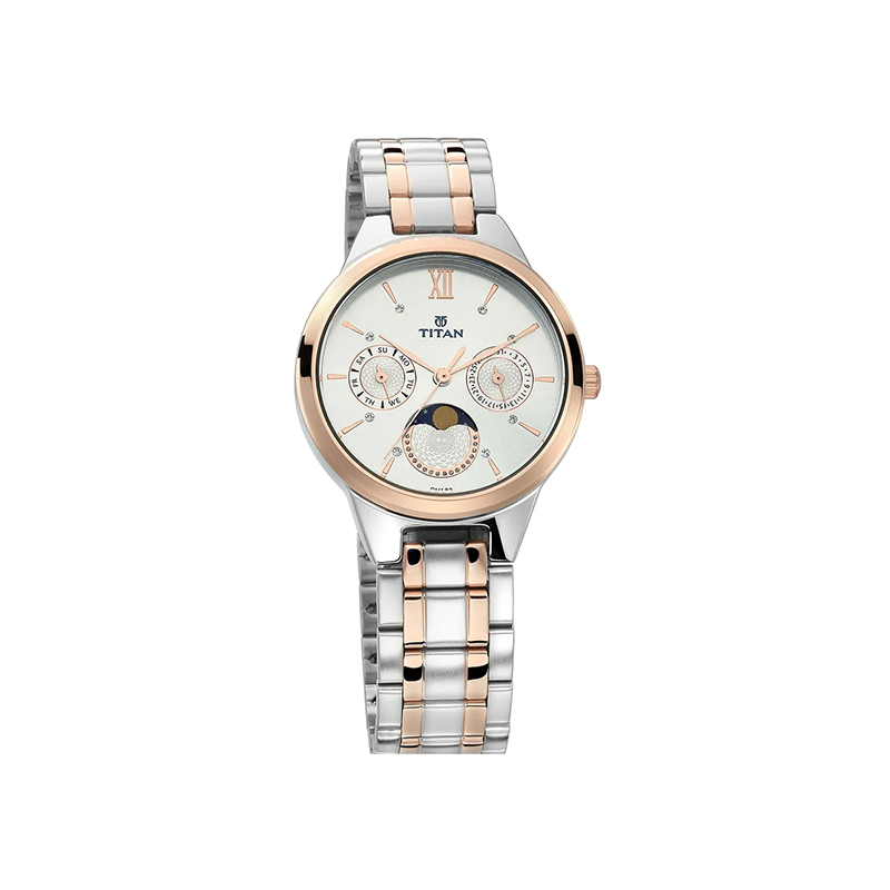 Titan Workwear 2590KM01 Moonphase Quartz Analog Stainless Steel Strap Women’s Watch