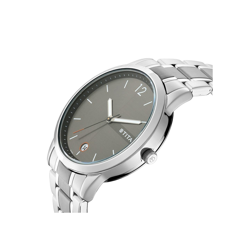 Titan Workwear Quartz 1806KM01 Analog Date Stainless Steel Strap Men's Watch