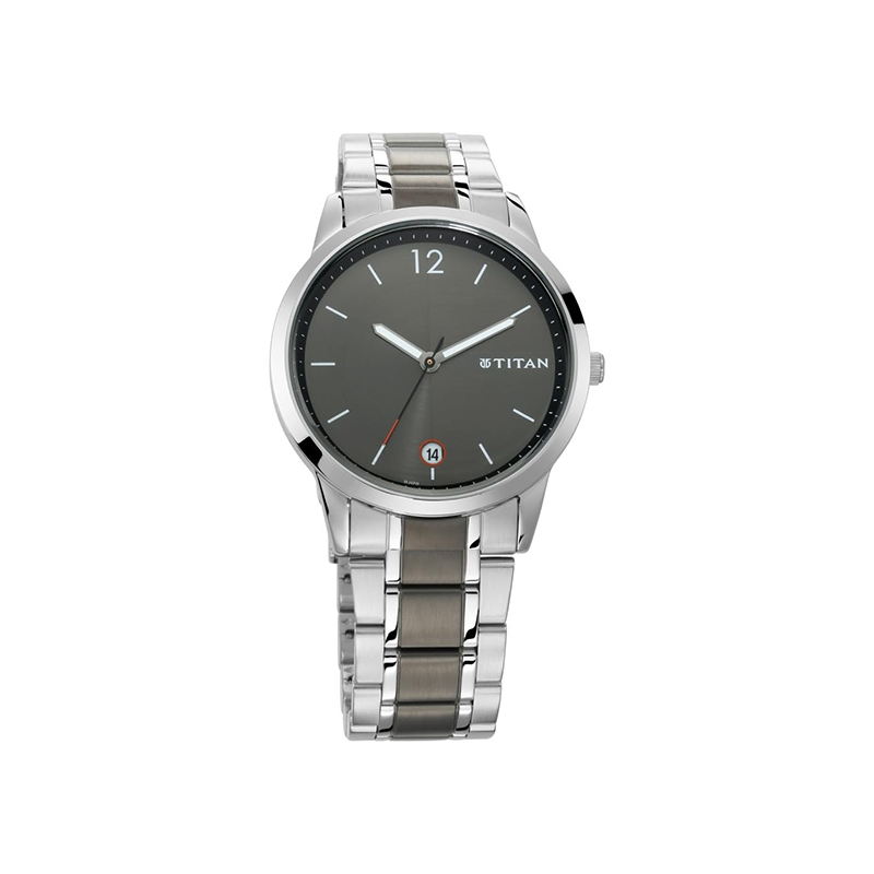 Titan Workwear Quartz 1806KM01 Analog Date Stainless Steel Strap Men's Watch