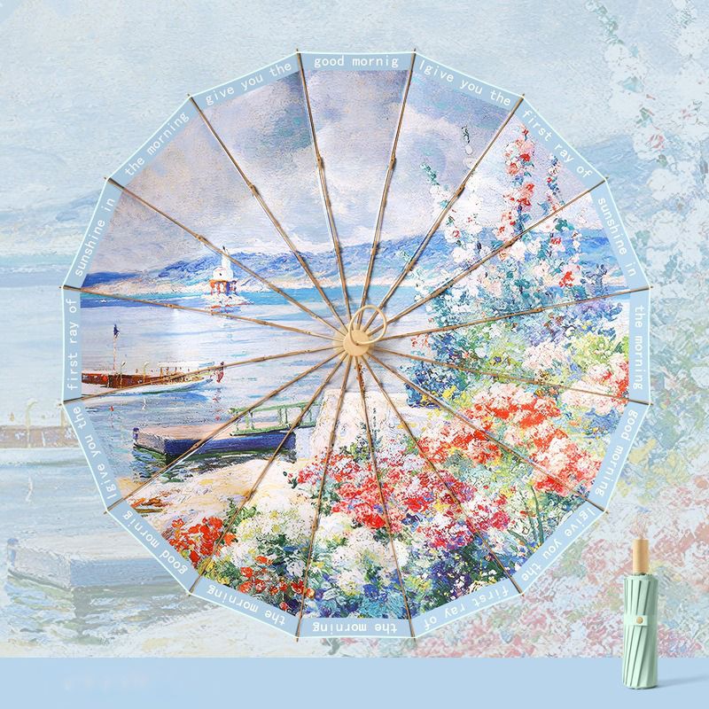 Color Bloom 16-Rib Sun & Rain Umbrella