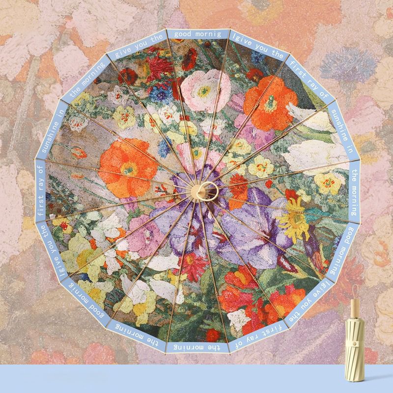 Color Bloom 16-Rib Sun & Rain Umbrella