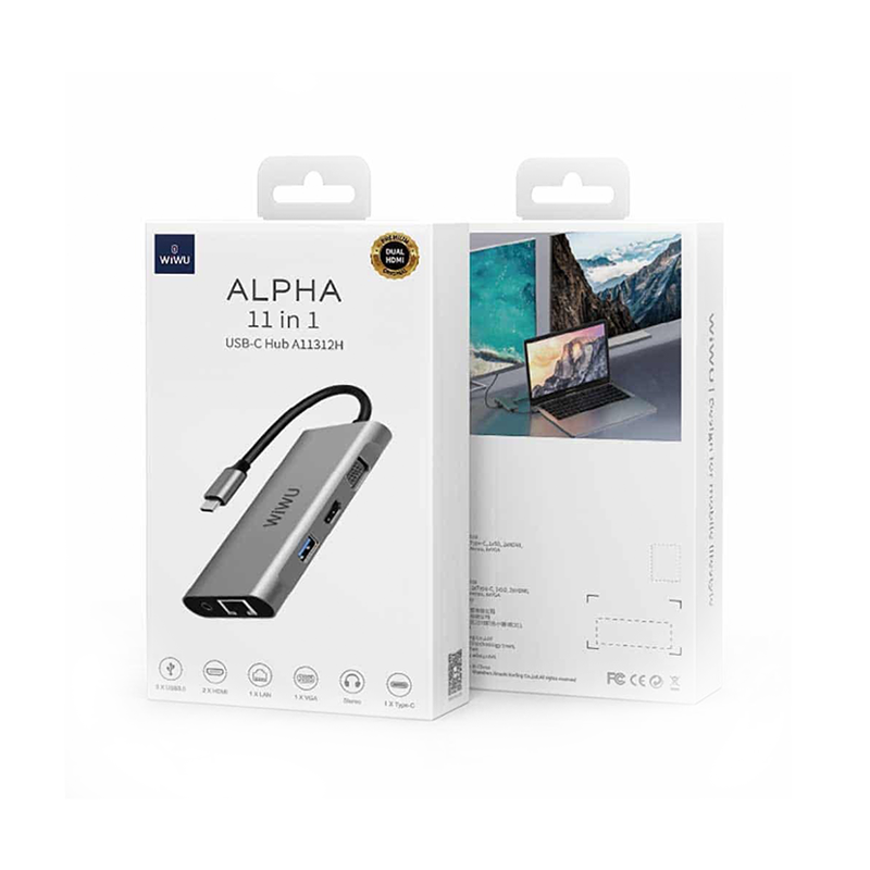 WiWU Alpha A11312H Dual HDMI 11-in-1 USB Type-C Hub