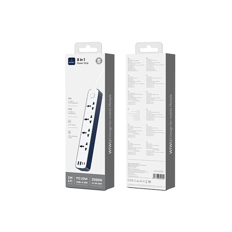 Wiwu Wi S007 Ps422 20w Gan 8 In 1 Compact Charging Power Strip