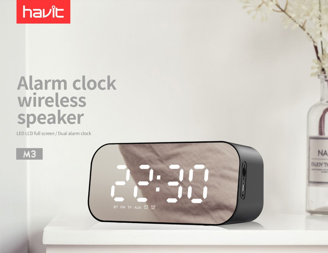 Mirror Alarm Clock Bluetooth Speaker