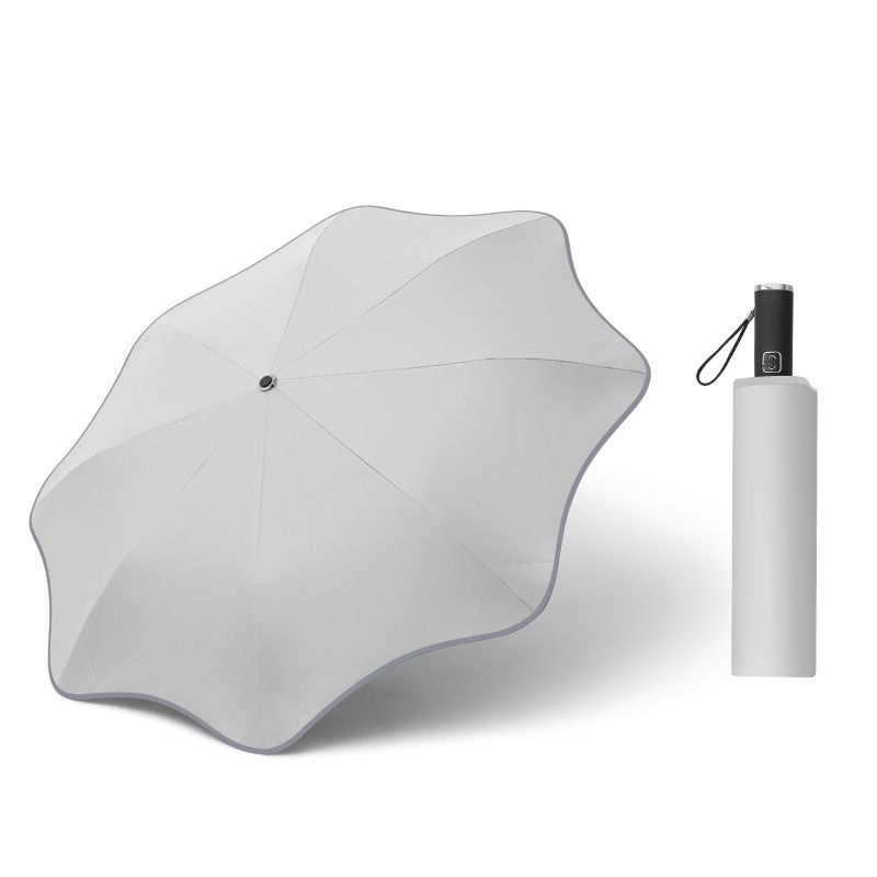 Rounded Tips 21-inch 8-Rib Automatic Tri-Fold Umbrella