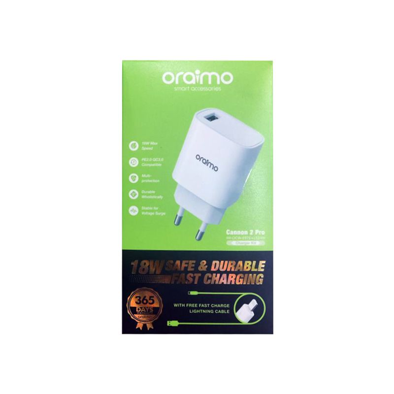 oraimo OCW-E97S+L53 Cannon 2 Pro Fast Charging Charger Kit 18W