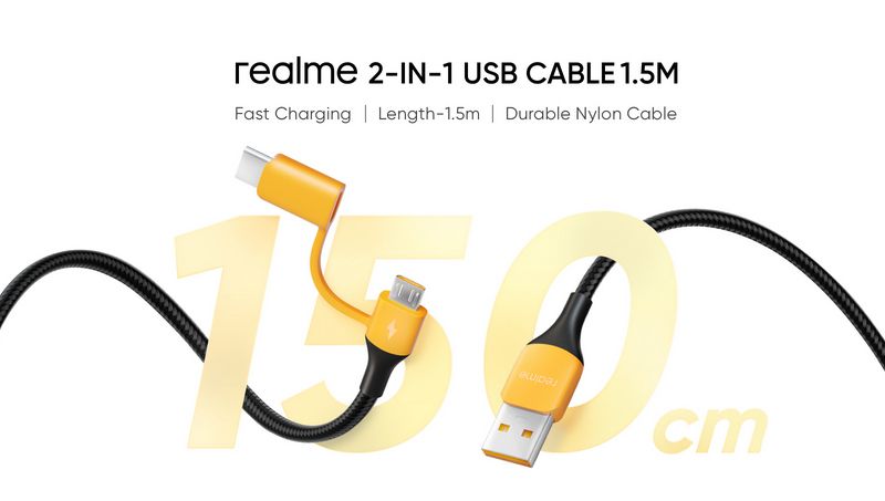 Realme 2-in-1 USB Cable - 1.5m Price In Bangladesh