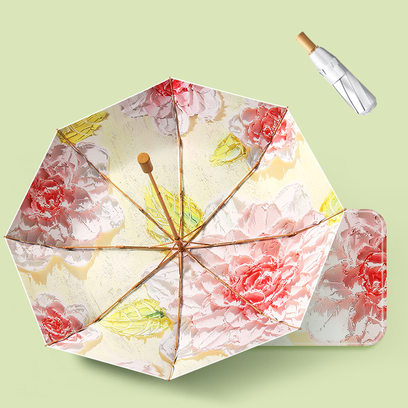 Lumina Silver-Luxe Bloom Tri-Fold Anti-UV Umbrella