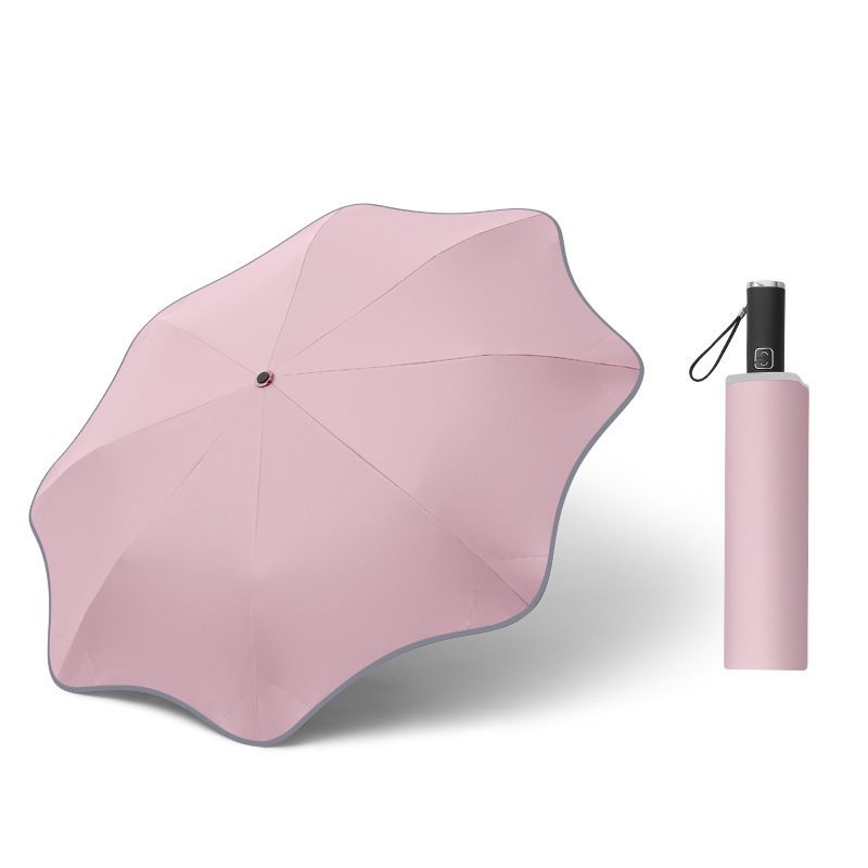 Rounded Tips 21-inch 8-Rib Automatic Tri-Fold Umbrella