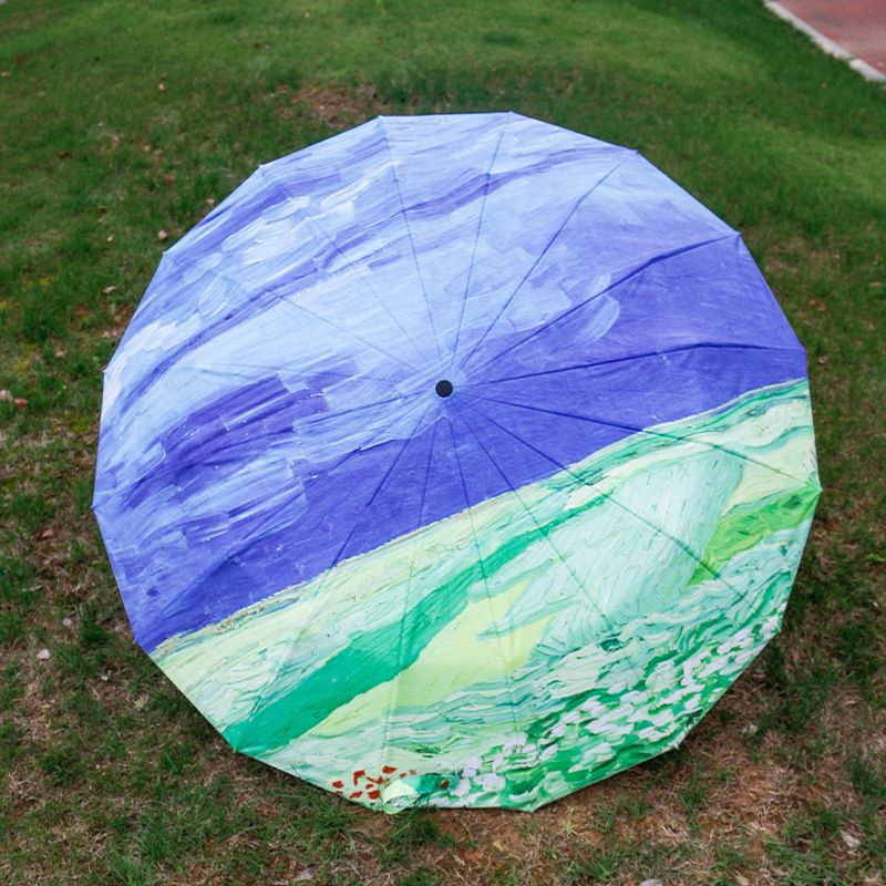 Peony Bloom 16-Rib Black Vinyl Umbrella