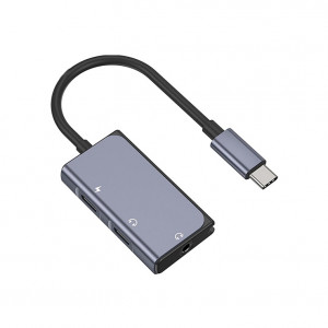 WiWU LT02 Pro 3 in 1 Type-C to Dual Type-C + 3.5mm Audio Adapter
