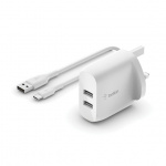 Belkin Boostup Charge Dual USB-A Wall Charger 24W + USB-A to USB-C cable - 1M