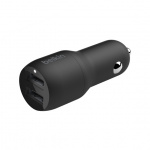 Belkin Dual USB-A Car Charger 24W with Lightning Cable 1M