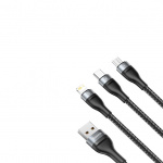 Baseus One-for-three Fast Charging Data Cable USB to M+L+C 66W