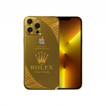 iPhone 13 Pro Max 24k Gold Edition Rolex With Apple Diamond Logo