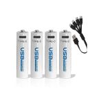USB Rechargeable AAA Type-C Batteries-4pcs